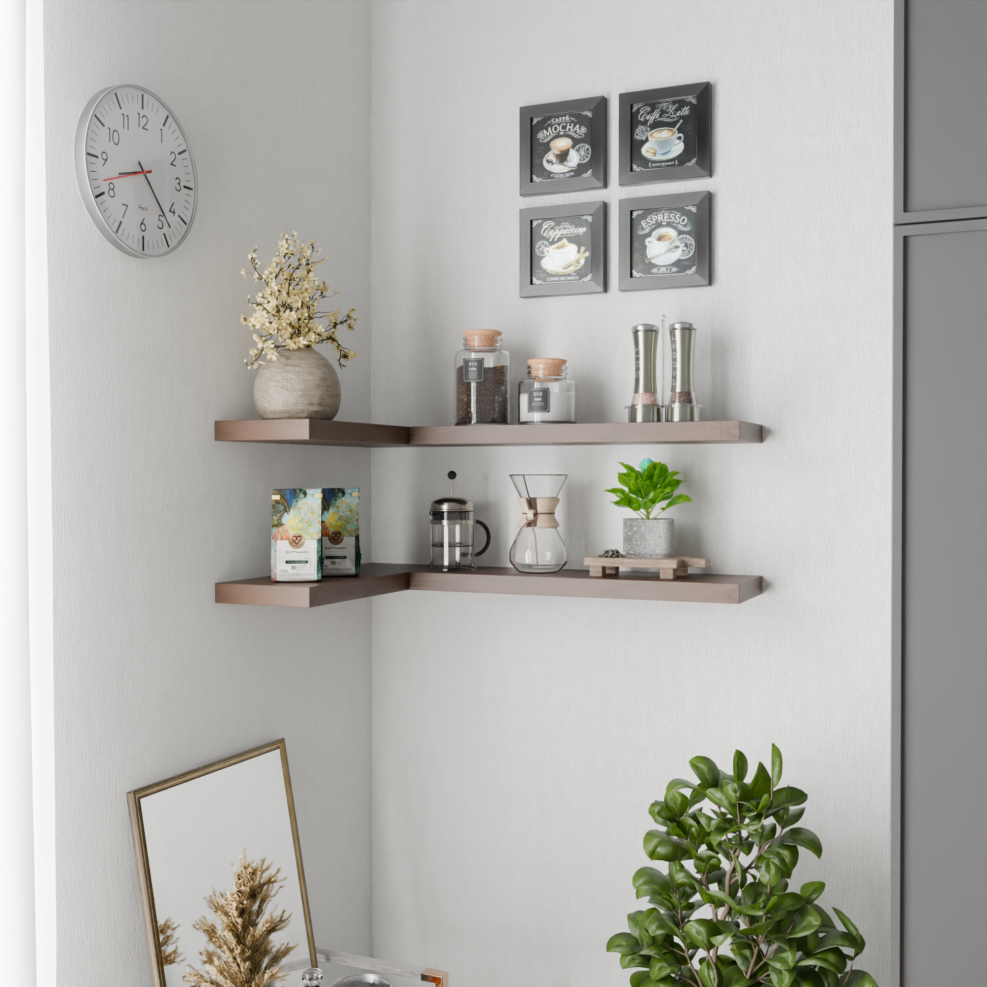 Solid Wood Floating Corner Shelf Secondary image