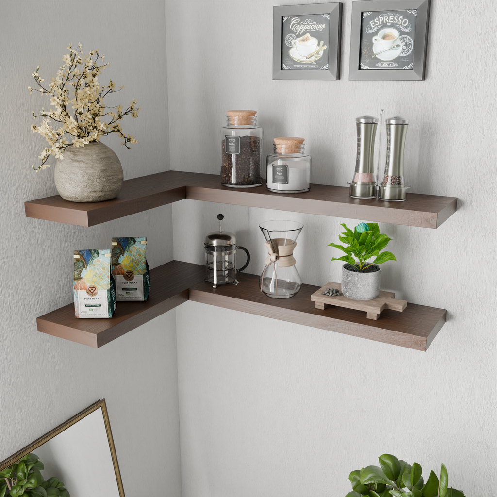 Solid Wood Floating Corner Shelf