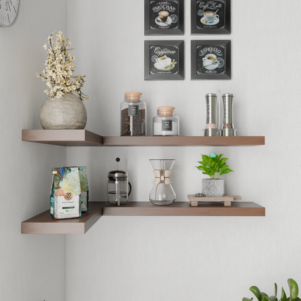Solid Wood Floating Corner Shelf