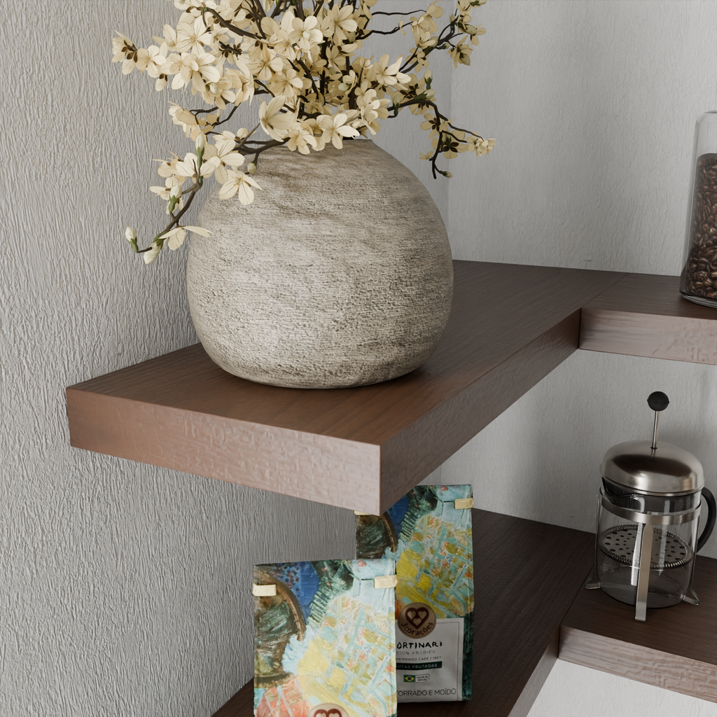Solid Wood Floating Corner Shelf